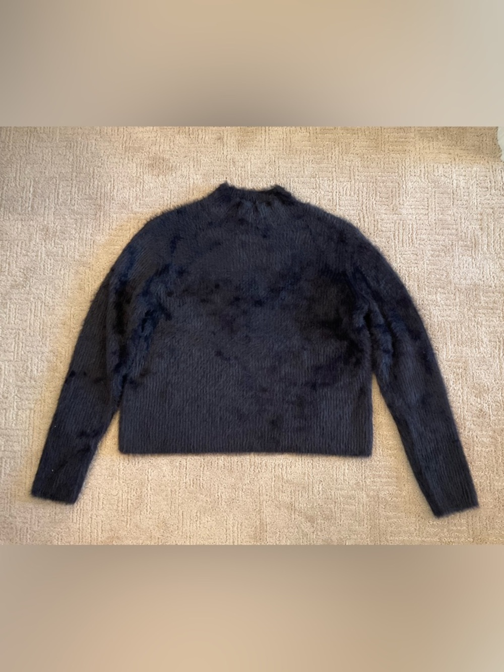 🖤♠️ Banana Republic Eyelash Mockneck Sweater Fuzzy Black Boxy L EUC Minimalist